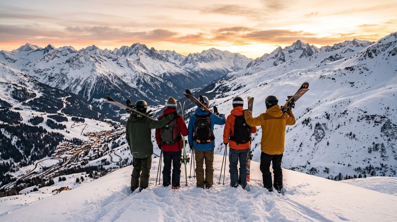 Groep kijkt uit over het dal van Sestriere